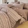 Venta al por mayor transfronteriza de juego de ropa de cama de cuatro piezas de estilo vintage de algodón y lino de alta calidad y peso, juego de sábanas popular para dormitorios