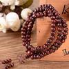 Pulsera de tres anillos con cuentas de madera 108 con nudo, pulsera multicapa marrón y negra, joyería de estilo nacional, tienda de 2 yuanes