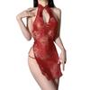 Nueva lencería sexy sexy gota de agua hueca colgante de hebilla encaje cintura alta abertura estilo antiguo cheongsam uniforme