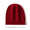 Gorro de Cachemira para Niños 100% Cachemira Pura Otoño e Invierno Nuevo Trenzado Color Sólido Rizado Cálido Tejido de Punto Moda