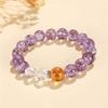 Pulsera Natural de Amatista Nueve Fuego Púrpura Li Pulsera de Cristal Amarillo Azeztulita con Cuentas Pulsera de Cristal Púrpura Azeztulita de Partículas Grandes para Mujer