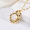 Colar de aço inoxidável mais vendido para mulheres, luz, luxo, redondo, zircônia, ouro 18k, pingente, nicho, design, colar de clavícula de alta qualidade, corrente