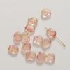 Vidrio transparente polvo dorado tridimensional agujero recto flor de tulipán hojas cuentas diy aretes tocado pulsera colgante material