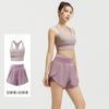 Roupa Exterior Treino de Corrida Cor Contrastante Conjunto Esportivo Feminino Alta Resistência à Prova de Choque Costas Bonitas Regata Anti-deslizamento Falso Duas Peças Shorts