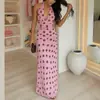 Roupas Femininas de Verão 2026, Vestidos Europeus e Americanos Transfronteiriços, Vestido Longo de Alça com Bolinhas Elegante e Moderno Decote V