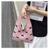Bolso Tote de Lazo Tejido Mori de Alta Calidad Exquisito Lana Fresco Simple Moda Hombro Mujer Bolsa de Compras