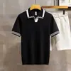 Verano Cómodo Ligero Moda Madura Marca de Ropa Camisa Polo de Punto para Hombre Estilo Retro Vacacional Lapp Camiseta de Manga Corta Camiseta para Hombre