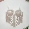 Corsé sexy de encaje estilo europeo y americano con ballenas, cómodo, adelgazante y realza la figura, perfecto para un look sofisticado, con diseño push-up y top sin tirantes