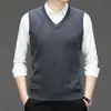 Comércio Exterior Inverno Novidades Cardigan Colete Gola V Suéter de Lã Masculino Cor Sólida Versátil Tricô Gola V Xale