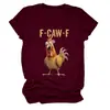 Amazon Ebay Estación Independiente Divertida e Interesante Camiseta de Manga Corta con Cuello Redondo para Mujer F-Caw-F Pollo Sorpresa Camiseta Interior