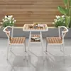 Juego de mesa y sillas de té para ocio al aire libre para patio, hecho de madera plástica, adecuado para villas al aire libre, casas pequeñas y espacios al aire libre, impermeable y resistente al sol