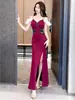 Vestido de Alça Única de Alta Qualidade, Estilo Irmã Real Emagrecedor Cauda de Peixe Sexy Fenda Longa para Boate Ktv