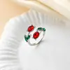 Anillos de Hoja y Pétalo de Estilo Europeo y Americano Más Vendidos Transfronterizos, Joyería de Lujo Ligero de Hoja y Tulipán a la Moda al por Mayor
