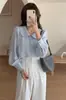 Blusa de Chiffon com Gola Peter Pan para Mulheres 2026 Primavera/Verão Nova Retrô Francesa Manga Bufante Top Confortável Elegante