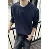 Sudadera Casual de Cuello Redondo y Manga Larga Estilo Hong Kong Otoño 2026 para Hombre, Marca de Moda, Corte Holgado, Tallas Grandes, Camiseta Básica Versátil