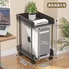 Suporte para Torre de Computador Suporte de Base para Gabinete de PC de Mesa Rack de Armazenamento Suporte de Ferro Artístico de Duas Camadas com Rodas Móvel