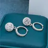 Transmisión en vivo moda transfronteriza imitación moissanita borla princesa pendientes redondos 1 quilate elegantes clips para orejas y pendientes colgantes para mujer al por mayor