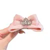 Pasador de Peluche con Lazo Nuevo Año para Niñas Pequeñas, Pinza para el Cabello Roja Festiva con Forma de Corona, Accesorio para el Cabello con Pinza Superior de Lazo