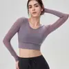 Sujetador deportivo para mujer con almohadillas en el pecho, top de yoga de manga larga tipo dos piezas, top de Pilates transpirable de alta gama, ropa de yoga