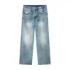 Nuevos Otoño 2026 Jeans de Pierna Recta Sueltos de 12oz Lavados con Efecto Desgastado Retro sin Estirar para Hombre Básicos Versátiles