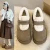 Zapatos de Algodón con Forro de Piel y Suela Gruesa de Moda para Mujer 2026 Otoño/Invierno Nueva Llegada Cálidos con Terciopelo Adicional Cierre de Velcro con Lazo Aumento de Altura Zapatos tipo Birkenstock