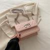 Bolso de Cadena para Mujer 2024 Estilo K Nueva Moda Casual Pequeño Cuadrado de Canalé Hilo Bordado Simple Bolso Cruzado al Hombro