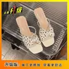 Sapatos de salto alto de cetim roxo não cansativos 2026 novos chinelos de salto semiaberto de verão para uso externo chinelos de salto grosso de alta qualidade para mulheres