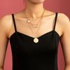 Collar de cadena para clavícula con cabeza y cuello de aleación multicapa de tendencia simple europea y americana para niña
