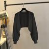Cárdigan de punto de seda helada con mangas de linterna de tela de lino sintético para mujer, camisa holgada para aire acondicionado con protección solar, chaleco pequeño