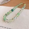 Colar redondo de acrílico com contas estilo étnico, design retrô moderno, corrente para clavícula, gargantilha versátil de personalidade nicho