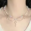 Colar de Coração Borboleta com Contas Estilo Coreano Super Fada Moda de Nicho Doce Versátil Popular Mesmo Estilo Colar de Alta Qualidade