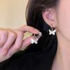 Pendientes de mariposa plateados con hebilla para mujer, elegantes y de alta gama, para ir al trabajo, 2024, nuevos y elegantes pendientes sencillos.