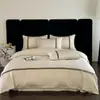 Juego de ropa de cama de cuatro piezas en jacquard de algodón de fibra larga, estilo simple y lujoso, sábanas y funda de edredón 100% algodón en color champán, ropa de cama transpirable y suave