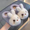 Pantuflas de Algodón de Invierno para Niños y Niñas, Calientes, con Felpa Adicional, Peludas, para el Hogar, Padre-Hijo, Conejito Lindo, Bebé, Talón Cerrado, Zapatos de Algodón