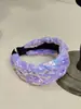 Diadema de Tela Morada Retro Estilo Coreano con un Toque de Lujo, Diadema Ancha Trenzada de Punta Alta, Cinta para la Cabeza, Peine para el Cabello