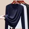 Camiseta de Manga Larga con Cuello en U para Mujer 2026 Nuevo Verano Fresca Transpirable Protección Solar Camiseta Básica Reductora de Edad Adelgazante Top Deportivo