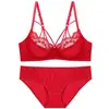 Lencería sexy de encaje de comercio exterior más vendida, ultrafina y transpirable, diseñada para hacer que los senos grandes parezcan más pequeños, prevenir la flacidez y proporcionar soporte - un conjunto de sujetador para mujer