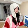 Gorro de lana estilo coreano para mujer, gorro con orejeras para otoño e invierno, gorro pequeño con aspecto de cara, gorro de punto cálido combinable estilo japonés 2023, gorro con circunferencia de cabeza grande