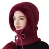 Gorro con capucha de una pieza de invierno para mujer para madres de mediana edad y mayores, forro grueso de forro polar para abrigar, gorro de lana para ciclismo, polaina cortavientos para el cuello, gorro de punto