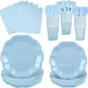 Suministros de Fiesta de Encaje Grande Más Vendidos en Amazon Transfronterizos, Platos de Papel Desechables, Vasos de Papel, Servilletas de Papel y Juego de Vajilla
