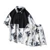 Novo Conjunto de Camisa com Costura Estilo Chinês Verão Tamanho Grande Masculino Solto Bonito Casual Camisa Shorts
