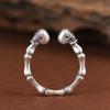 Anillo Rey Ciervo Dorado Plata Pura Vintage Personalidad Diseño Moderno Hueso Cráneo Plata Pura Anillo para Hombre Joyería de Plata Pura