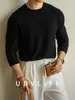[Viaje Ligero Urbano] Camiseta de Manga Larga de Lujo Mezclada con Lana y Seda de Morera para Hombre Otoño 2025 Tejido de Gofre