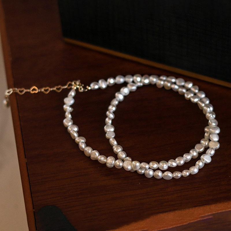 不规则巴洛克珍珠项链女百搭14k注金简约时尚天然淡水珍珠锁骨链