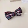 Grampo de Cabelo Xadrez Azul de Alta Qualidade Elástico de Cabelo Laço Grampo de Cabelo Elegante e Fashion Elástico de Cabelo Coração Etiqueta Dourada Presilha de Garra Acessório de Cabelo