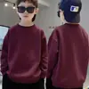Moletom Infantil para Crianças Maiores, Primavera, Outono, Inverno, Forrado com Fleece, Quente, Manga Longa, Esportivo, Estilo Chinês, Pulôver Básico Infantil para Meninos