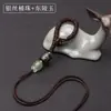 Nudo de Diamante Cuerda Tejida a Mano Llavero de Coche Colgante Tallado en Latón Cuerda Corta Mango de Jade Cuerda Venta al por Mayor