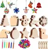 Etiquetas de madeira DIY para grafite inacabadas transfronteiriças, itens de decoração de Natal criativos para crianças, itens de decoração para casa