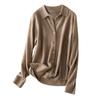Cárdigan de cachemira para mujer 23 otoño e invierno Nueva camisa de cuello POLO prenda exterior suéter suelto de manga larga solapa prenda exterior de punto