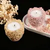 Molde de Gesso para Suporte de Vela Flor de Cinco Pétalas em Relevo Molde de Silicone para Suporte de Flor Tridimensional com Flor em Relevo Vaso de Flor Suculenta